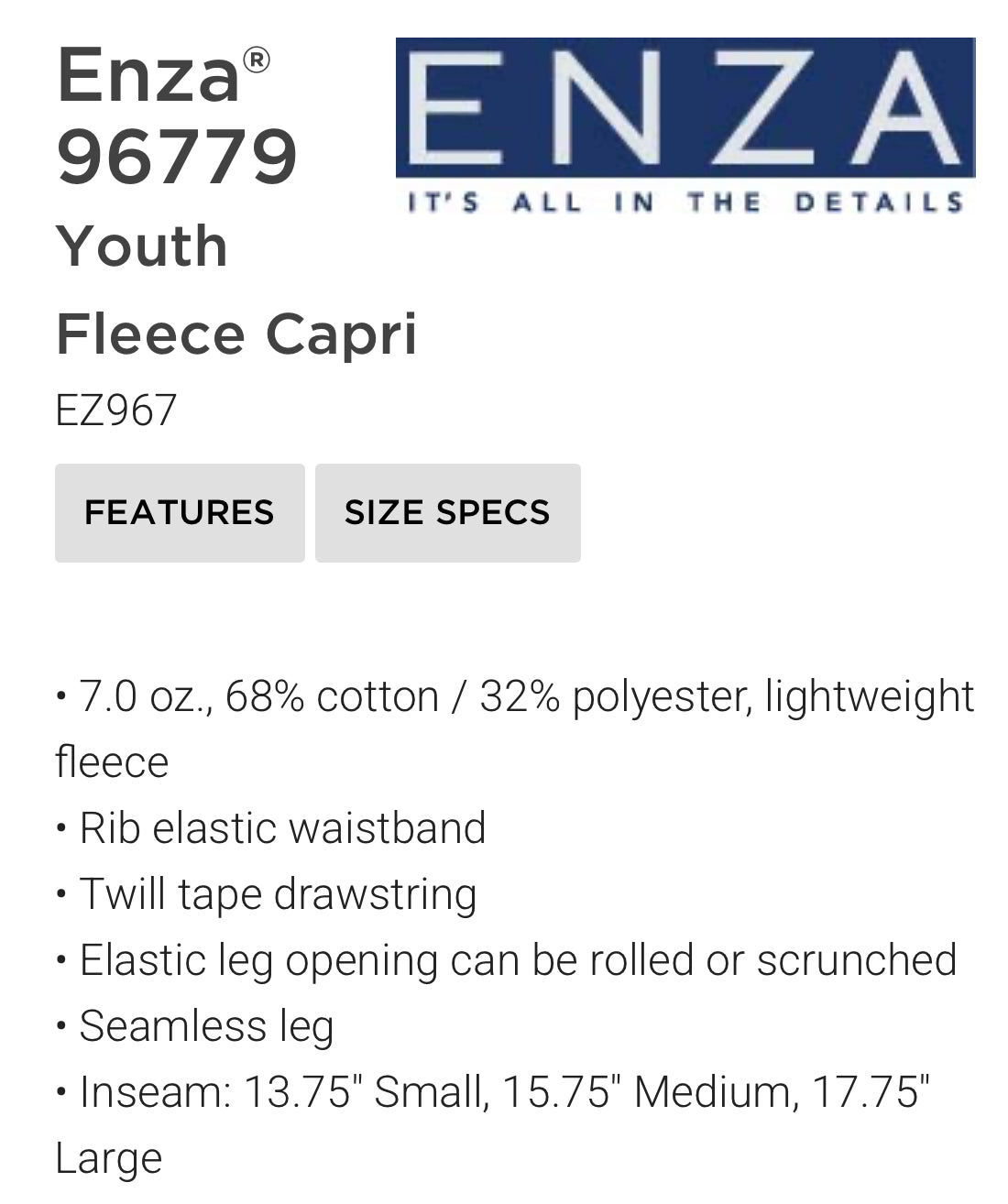 CUTIE PIE PANTS FROM ENZA YOUTH CAPRI PANTS WITH BYRON "B" OR TIGER PAW